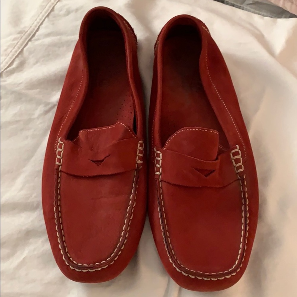 Cole Han red suede drivers